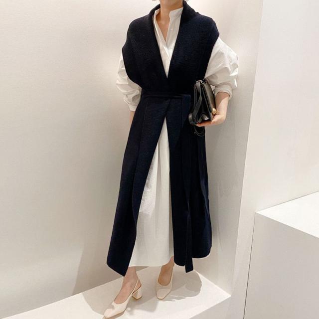 ジレ ロングベスト ニットベスト アウター ベスト ロング ロング丈 アンクル丈 袖なし ノースリーブ Vネック Iライン リブ 前開き ケーブルニット リブニット ジレ ロングベスト ニットベスト アウター ベスト ロング ロング
