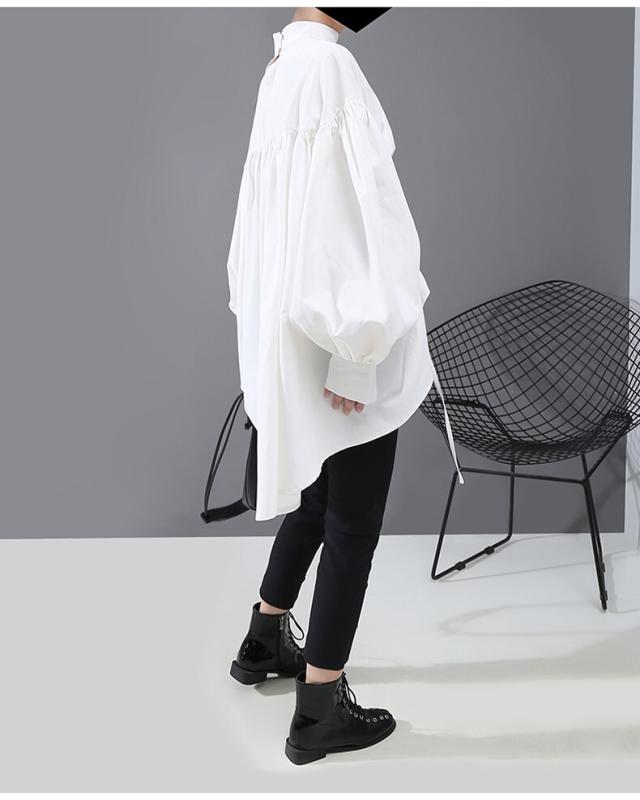 ドロスト スタンドカラー オーバーサイズ ブラウス ゆったり トップス
