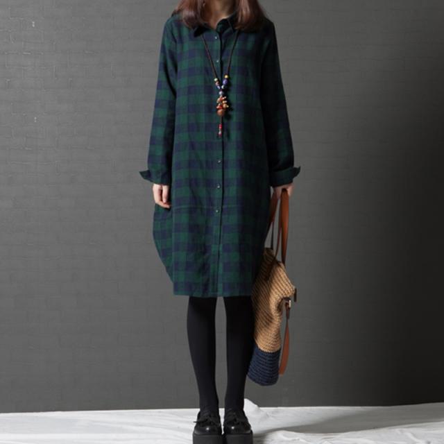 チェック柄シャツワンピース 膝丈 ひざ丈 膝下 袖あり 長袖 襟付き Aライン 前開き かわいい 大人可愛い きれいめ シンプル カジュアル 大人 おしゃれ お洒落 かっこいい レトロ 大人可愛い 大人女子 こなれ感 ラブリー キュート ガーリー 主役級 存在感 フォーマル とろみ感