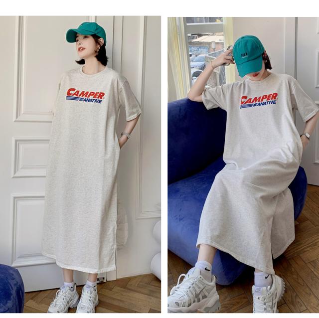 半そでTシャツワンピース ワンピース ビッグT 膝下 ミモレ ミモレ丈