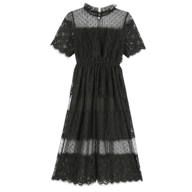 シースルー レースワンピース ワンピース コート ミディアム丈 袖あり