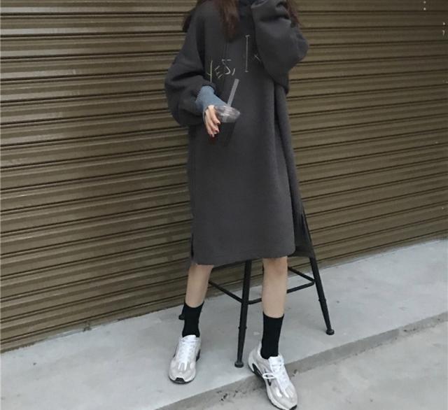 ロングセータードレス ワンピース 厚手 秋 冬 フェイクツーピース