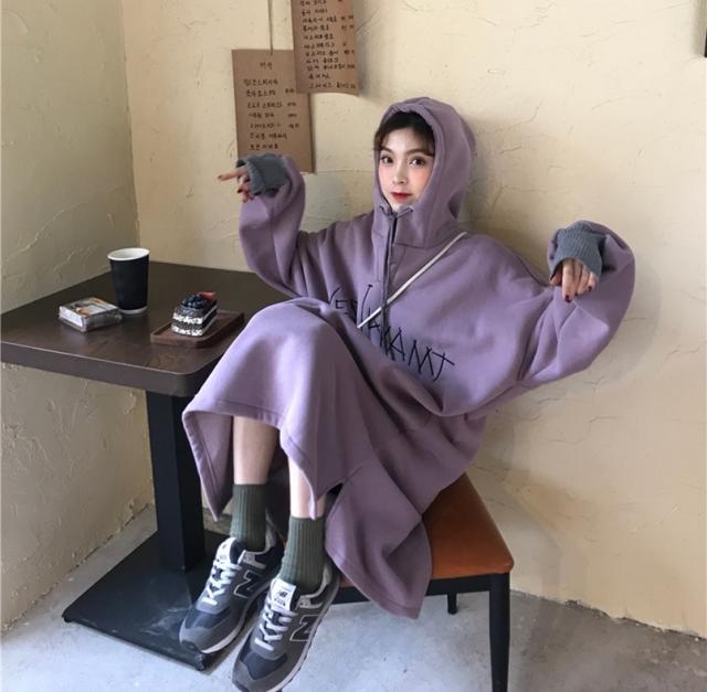 ロングセータードレス ワンピース 厚手 秋 冬 フェイクツーピース