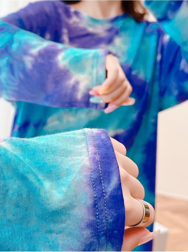 タイダイ染 ゆったり スウェット カットソー トップス プルオーバー