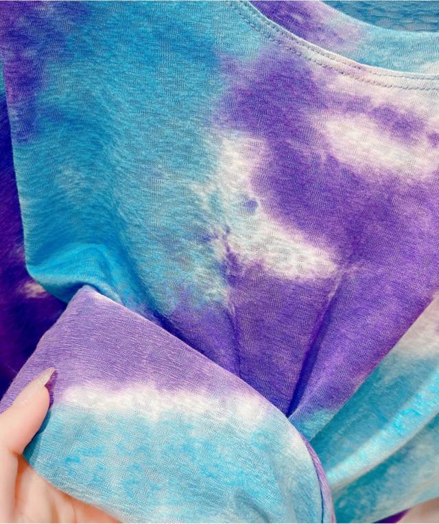 タイダイ染 ゆったり スウェット カットソー トップス プルオーバー