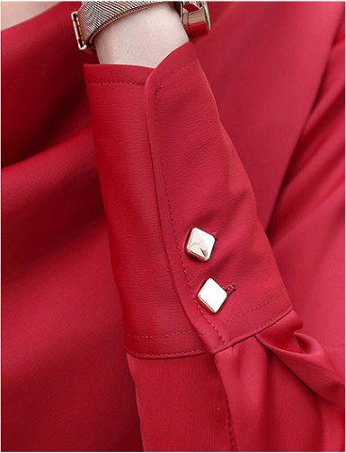 きれいめ 上品 ドレープ ブラウス トップス プルオーバー 袖あり 長袖