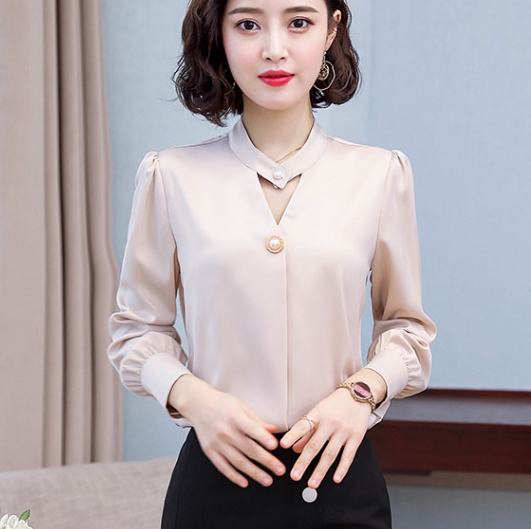 トップス シャツ ブラウス 袖あり 長袖 ボリューム袖 襟付き チュール