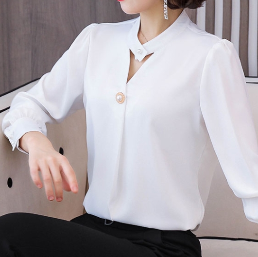 トップス シャツ ブラウス 袖あり 長袖 ボリューム袖 襟付き チュール