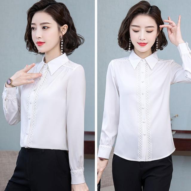 オフィス シャツ レース 刺繍 トップス ブラウス 袖あり 長袖 襟付き レース 刺繍 前開き かわいい 大人可愛い きれいめ シンプル 大人 上品 おしゃれ アジアン 大人女子 こなれ感 ラブリー キュート ガーリー 個性的 モード系 エレガント モダン 存在感 フォーマル とろみ感 オフィス シャツ レース 刺繍 トップス ブラウス 袖あり 長袖 襟付き