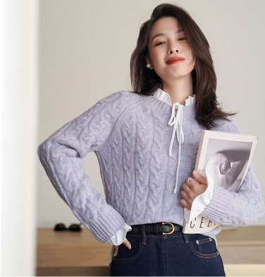 フリル リボン スキッパー ブラウス トップス プルオーバー 袖あり