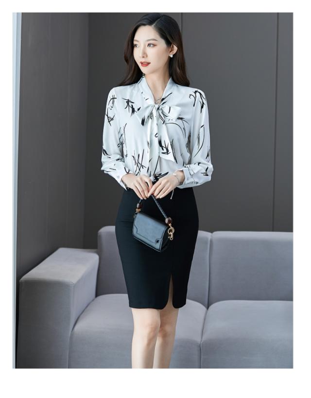 2色展開 ボウタイ ブラウス トップス シャツ プルオーバー 袖あり