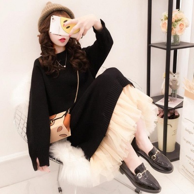 ニットワンピース ワンピース ミモレ丈 ロング ロング丈 袖あり 長袖 U