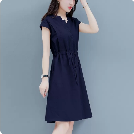 スキッパー ウエスト ドローコード ワンピース シャツワンピース 膝丈 ひざ丈 袖あり フレンチスリーブ Vネック Aライン ウエストリボン シャーリング かわいい 大人可愛い きれいめ シンプル カジュアル 大人 上品 おしゃれ 大人女子 こなれ感 ラブリー エレガント