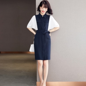 ドッキング 切り替え シャツ ワンピース シャツワンピース ミニ ミニ丈 膝上 袖あり 半袖 パフスリーブ 襟付き タイト 切り替えデザイン ウエストリボン 異素材MIX かわいい 大人可愛い きれいめ シンプル カジュアル 大人 上品 おしゃれ 大人女子 こなれ感 ラブリー キュート