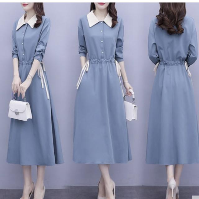 ワンピース シャツワンピース フレアワンピース ワンピドレス 膝丈 ひざ丈 袖あり 7分袖 七分袖 長袖 襟なし フレア セミフレア 細身 ストレート Aライン フリル リボン ウエストマーク 薄手 かわいい 大人可愛い きれいめ シンプル カジュアル 大人 上品 おしゃれ 大人女子