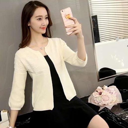 トップス カーディガン ショート ショート丈 袖あり 5分袖 ラウンドネック 襟なし 切り替えデザイン かわいい 大人可愛い きれいめ シンプル カジュアル 大人 おしゃれ お洒落 大人女子 ラフ 柄 シマ 春 夏 秋 10代 20代 30代 レディース 女性用 オフィス OL 通勤 デート