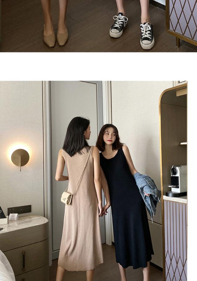 ワンピース トップス 膝丈 ひざ丈 膝上 袖なし ノースリーブ 襟なし A