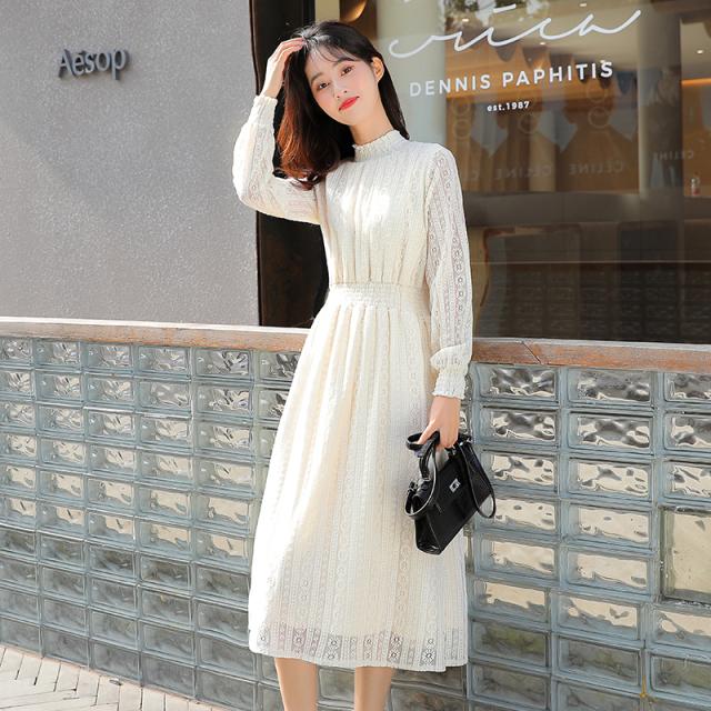 ワンピース 膝下 袖あり 長袖 ハイネック 襟なし セミフレア Aライン レース かわいい 大人可愛い きれいめ シンプル カジュアル 大人 上品 おしゃれ お洒落 アジアン エスニック エキゾチック 大人可愛い 大人女子 ラフ ラブリー キュート ガーリー ルーズ 個性的 主役級 ワンピース 膝下 袖あり 長袖 ハイネック 襟なし セミフレア Aライン