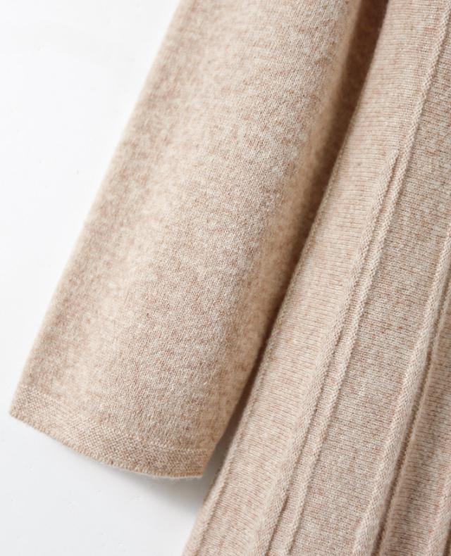 スカーフ付き ニット プリーツ ワンピース ニットワンピース 膝下