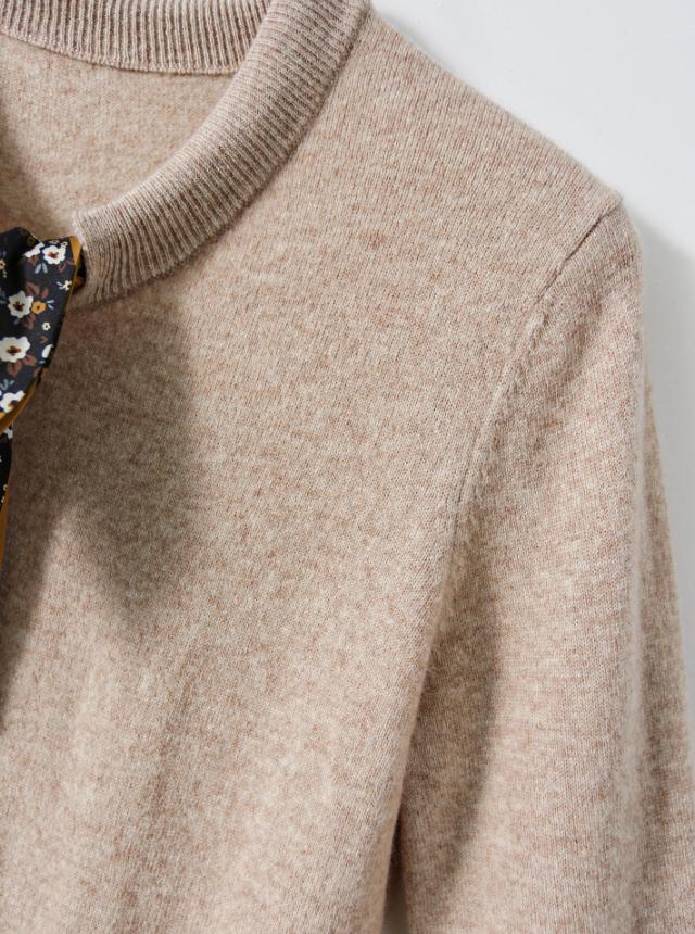 スカーフ付き ニット プリーツ ワンピース ニットワンピース 膝下