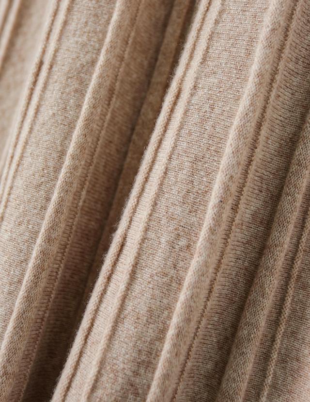 スカーフ付き ニット プリーツ ワンピース ニットワンピース 膝下