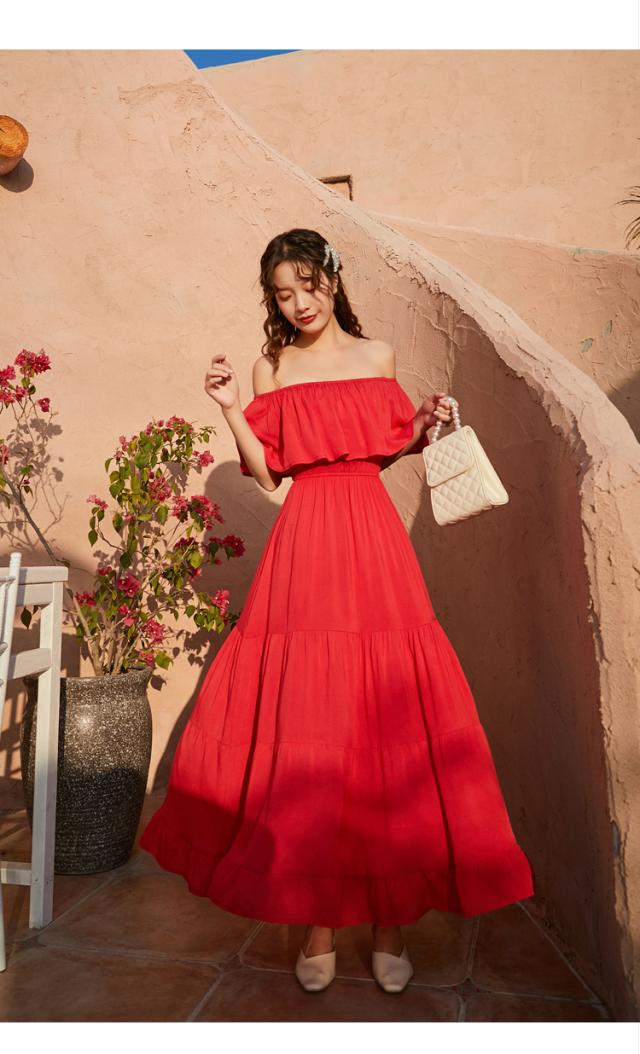 オフショルダー ロング ワンピース フレアワンピース ティアードワンピース ロング丈 マキシ マキシ丈 アンクル丈 オフショル フレア 切り替えデザイン ドッキング フリル かわいい 大人可愛い きれいめ シンプル カジュアル 大人 上品 おしゃれ 大人女子 こなれ感 ラフ オフショルダー ロング ワンピース フレアワンピース ティアード