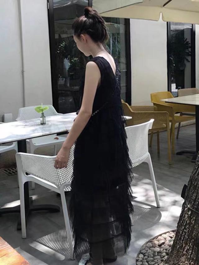 ノースリーブ ロング ティアード ワンピース ティアードワンピース