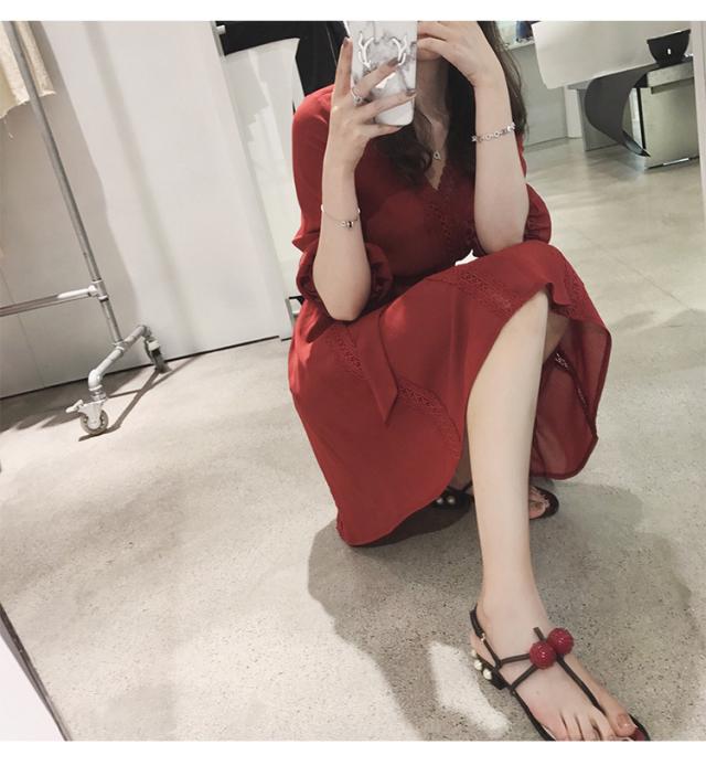 カシュクール レース ミニ ワンピース フレアワンピース ミニ丈 膝上