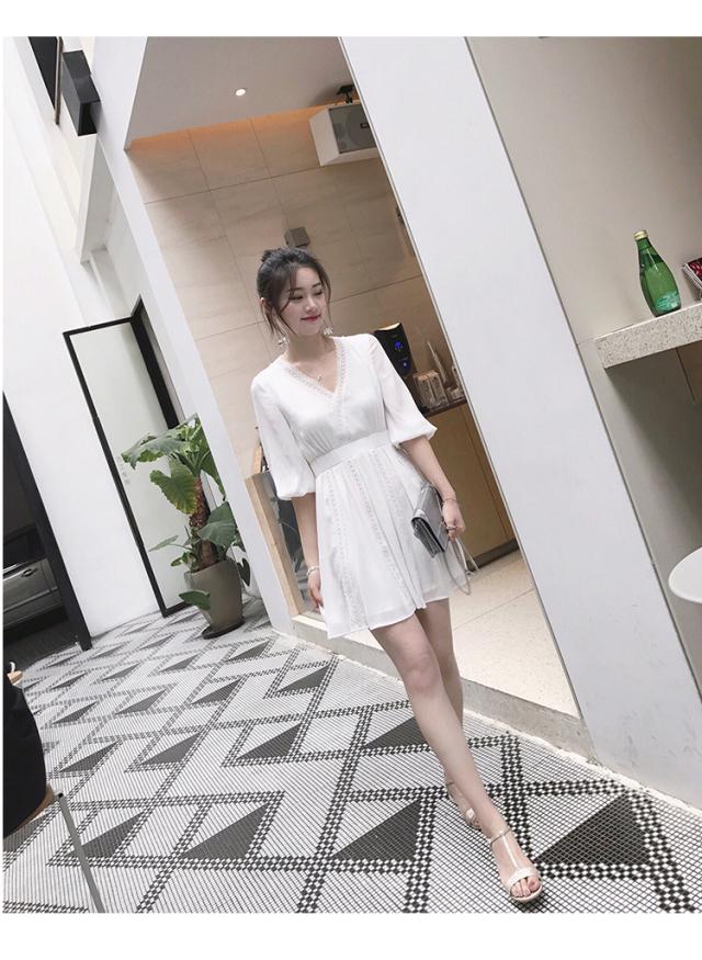 カシュクール レース ミニ ワンピース フレアワンピース ミニ丈 膝上