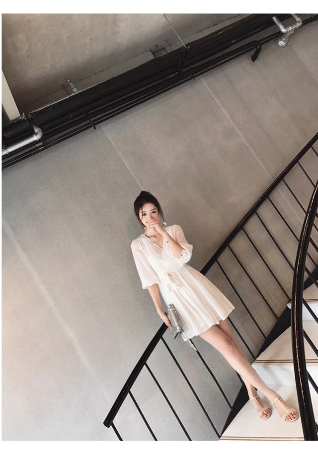 カシュクール レース ミニ ワンピース フレアワンピース ミニ丈 膝上