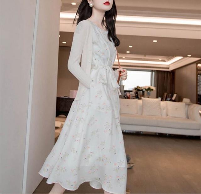 ノースリーブ ウエストリボン レース ワンピース フレアワンピース