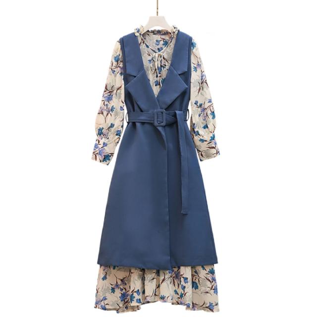 痩せ見え トップス スカート ワンピース ベスト プリーツスカート 膝丈 ひざ丈 ノースリーブ 長袖 カフ スリム プリーツ ハイウエスト 2way 2点セット ツーピース 大人可愛い カジュアル おしゃれ ルーズ エレガント 無地 花柄 20代 30代 レディース ママ マタニティ
