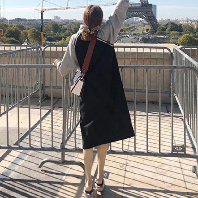 ハーフジップ ワンピース トレーナー ミモレ ミモレ丈 袖あり 長袖