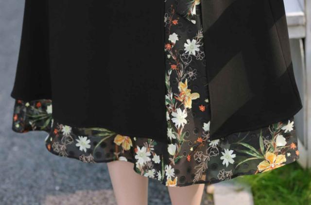 ミセス 花柄ワンピース ワンピドレス 膝下 ミモレ ミモレ丈 袖あり