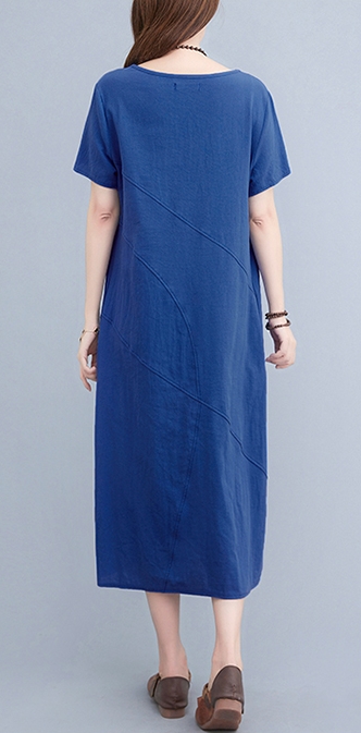 ワンピース ワンピドレス ロング ロング丈 袖あり 半袖 ラウンドネック