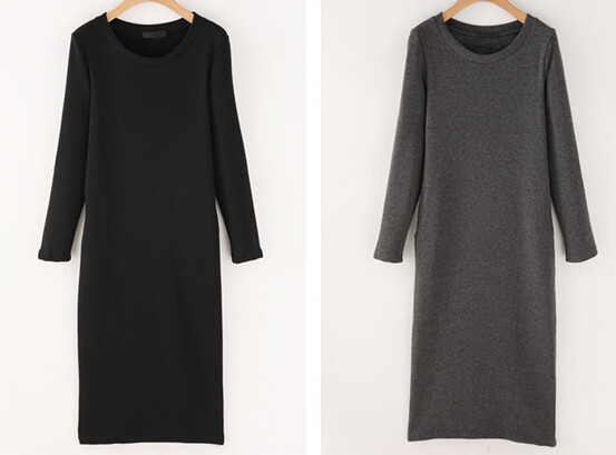 裏起毛無地ワンピース 膝下 ミモレ ミモレ丈 ロング ロング丈 マキシ 9