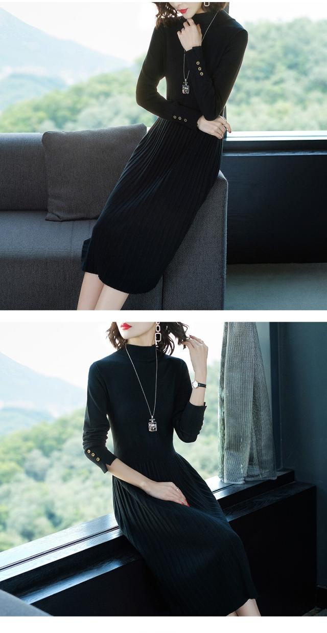 大人女子プリーツ切り替えワンピース ガーリー フェミニン 膝下