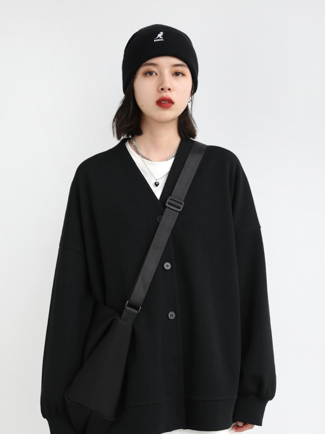 トップス カーディガン ミディアム丈 袖あり 長袖 Vネック 襟なし 前開き 綿 ポリエステル 大人可愛い シンプル カジュアル 大人 おしゃれ お洒落 かっこいい レトロ 大人女子 こなれ感 ラフ メンズライク ボーイッシュ 無地 春 秋 冬 10代 20代 30代 レディース ペア