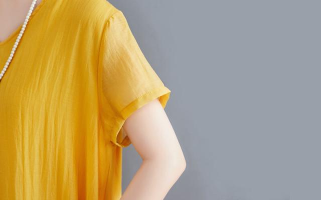 ワンピース シフォンワンピ ミディアム丈 膝丈 袖あり 半袖 Vネック A