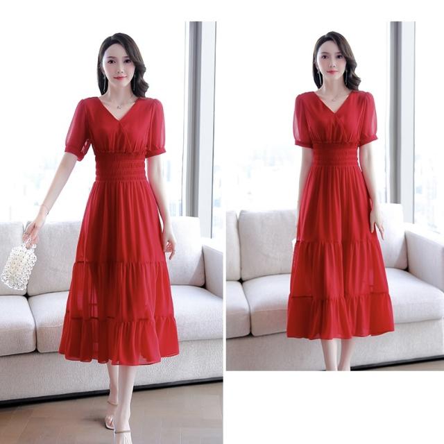 ワンピース フレアワンピース ティアードワンピース ワンピドレス ミモレ ミモレ丈 ロング ロング丈 袖あり Vネック 襟なし フレア Aライン フリル ウエストマーク 切り替えデザイン ドッキング かわいい 大人可愛い きれいめ シンプル 大人 上品 おしゃれ 大人女子 こなれ感