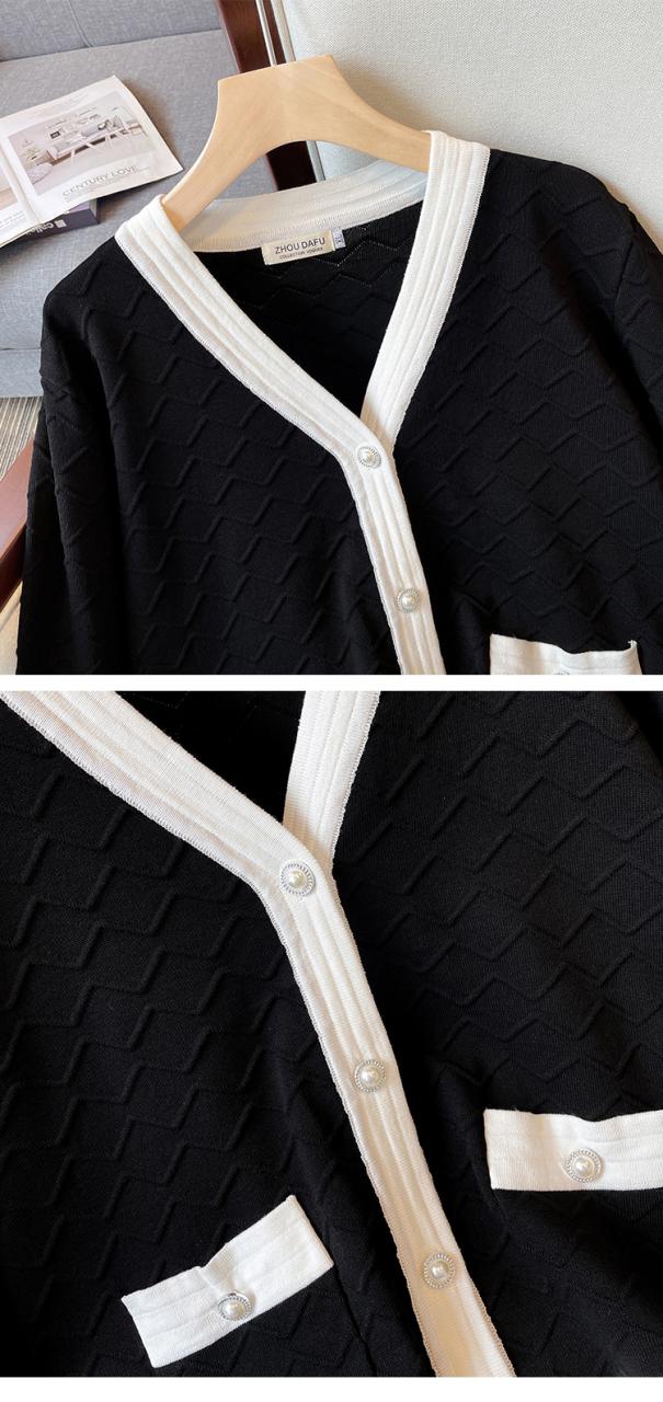 バイカラーカーディガン トップス デート ジャケット ニットソー