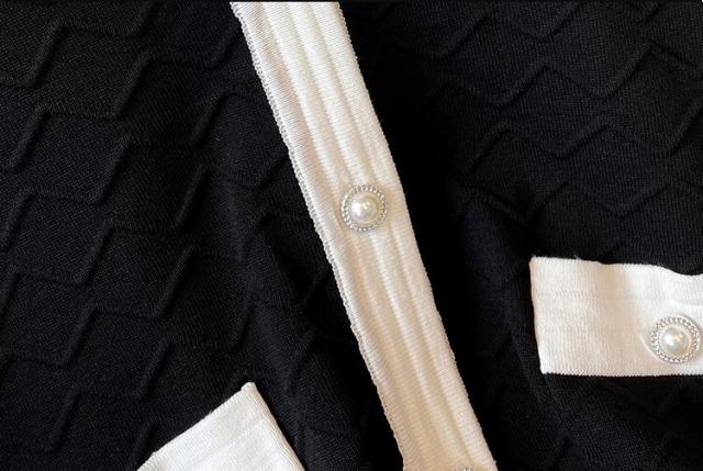 バイカラーカーディガン トップス デート ジャケット ニットソー