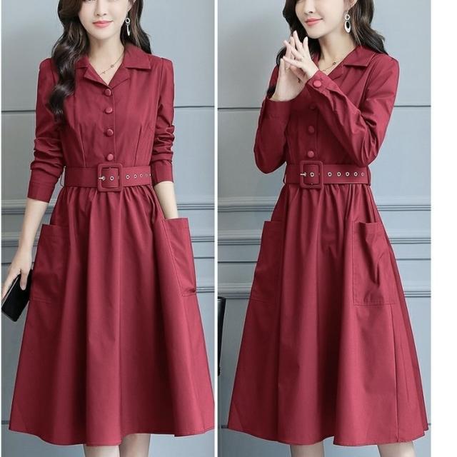ワンピース シャツワンピース フレアワンピース 膝丈 ひざ丈 袖あり 長袖 襟付き フレア セミフレア Aライン ベルト ウエストマーク ポケット かわいい 大人可愛い きれいめ シンプル カジュアル 大人 上品 おしゃれ 大人女子 こなれ感 ラフ 個性的 ラブリー クール