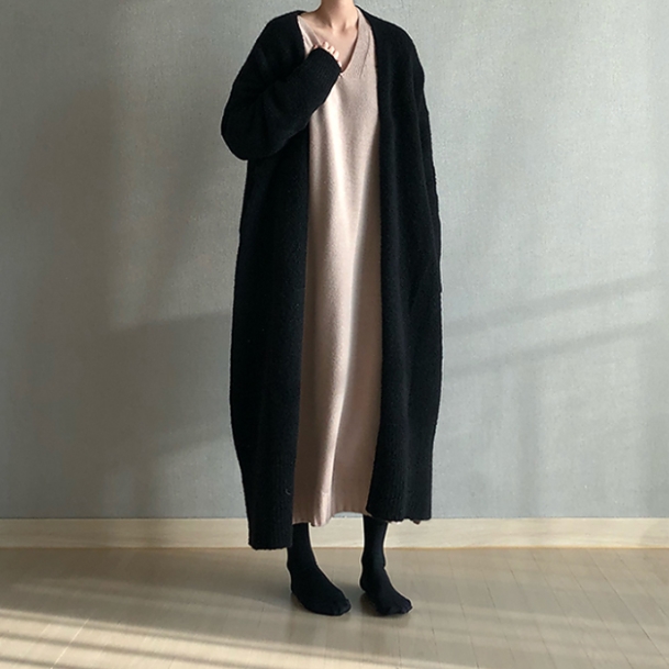 トップス カーディガン ロング ロング丈 袖あり 長袖 襟なし もこもこ モコモコ 前開き ニット 厚手 かわいい 大人可愛い シンプル カジュアル 大人 おしゃれ お洒落 レトロ アジアン エスニック エキゾチック 大人女子 ラフ 無地 秋 冬 20代 30代 レディース 女性用 通勤