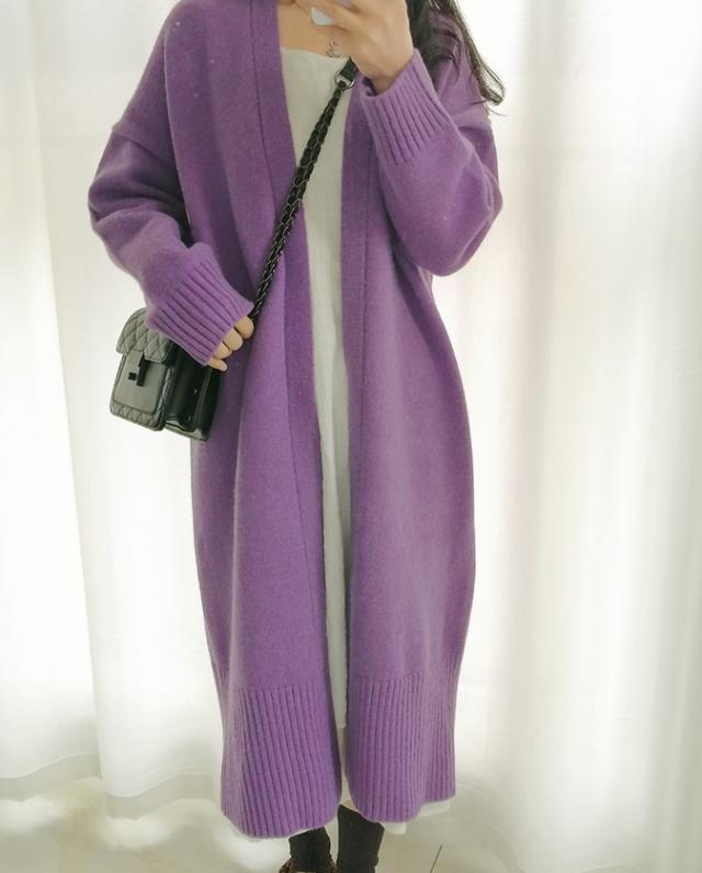 トップス カーディガン ロング ロング丈 袖あり 長袖 襟なし もこもこ モコモコ 前開き ニット 厚手 かわいい 大人可愛い シンプル カジュアル 大人 おしゃれ お洒落 レトロ アジアン エスニック エキゾチック 大人女子 ラフ 無地 秋 冬 20代 30代 レディース 女性用 通勤_5