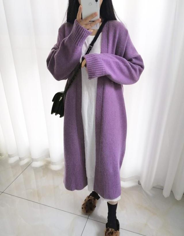 トップス カーディガン ロング ロング丈 袖あり 長袖 襟なし もこもこ モコモコ 前開き ニット 厚手 かわいい 大人可愛い シンプル カジュアル 大人 おしゃれ お洒落 レトロ アジアン エスニック エキゾチック 大人女子 ラフ 無地 秋 冬 20代 30代 レディース 女性用 通勤_6