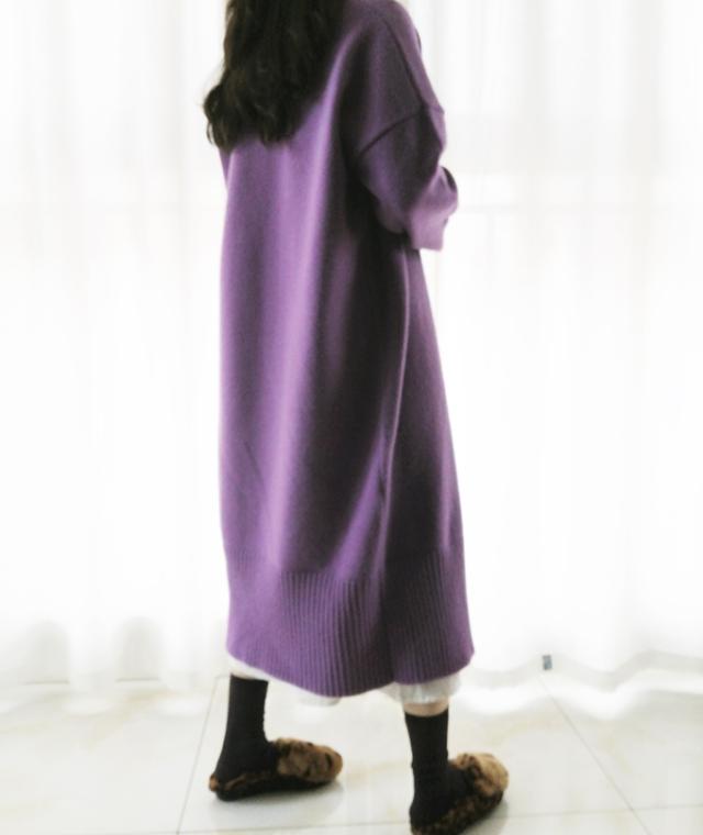 トップス カーディガン ロング ロング丈 袖あり 長袖 襟なし もこもこ モコモコ 前開き ニット 厚手 かわいい 大人可愛い シンプル カジュアル 大人 おしゃれ お洒落 レトロ アジアン エスニック エキゾチック 大人女子 ラフ 無地 秋 冬 20代 30代 レディース 女性用 通勤_7