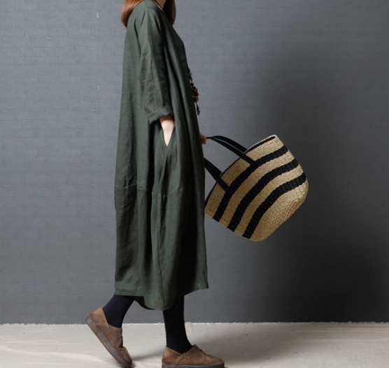 ワンピース ワンピドレス 膝下 ロング ロング丈 袖あり 長袖 ラウンド