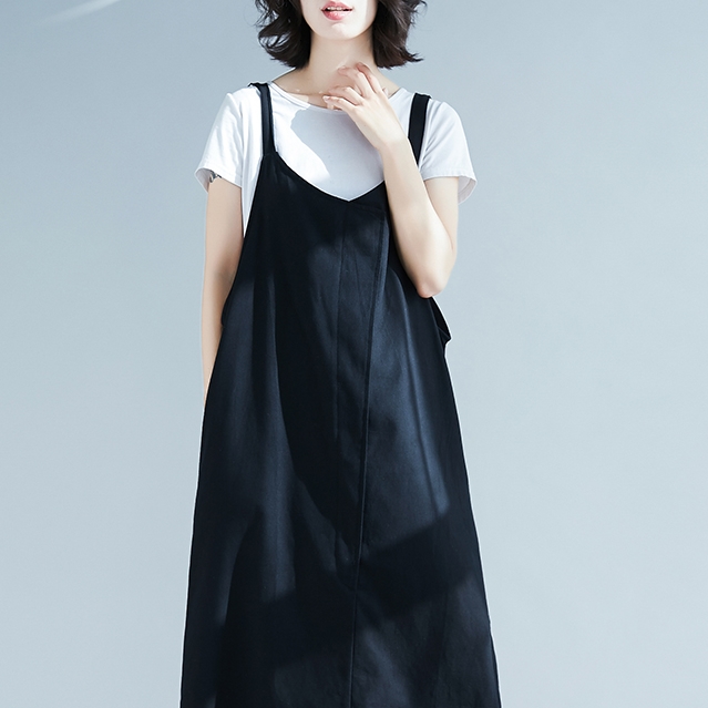 ワンピース サロペット ワンピドレス 膝下 ロング ロング丈 袖なし ノースリーブ スクエアネック 襟なし Aライン ポケット 麻 かわいい 大人可愛い シンプル カジュアル 大人 おしゃれ レトロ アジアン エスニック エキゾチック ラフ 無地 夏 秋 10代 20代 30代 レディース