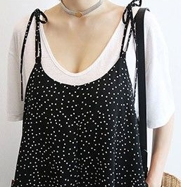 2点セット セットアップ シャツ サロペット 白シャツ ガウチョパンツ ワンピドレス ロング ロング丈 袖あり 半袖 Uネック 襟なし ポリエステル ツーピース かわいい 大人可愛い シンプル カジュアル 大人 おしゃれ アジアン エスニック ラフ 無地 柄 水玉 夏 秋 10代 20代_2
